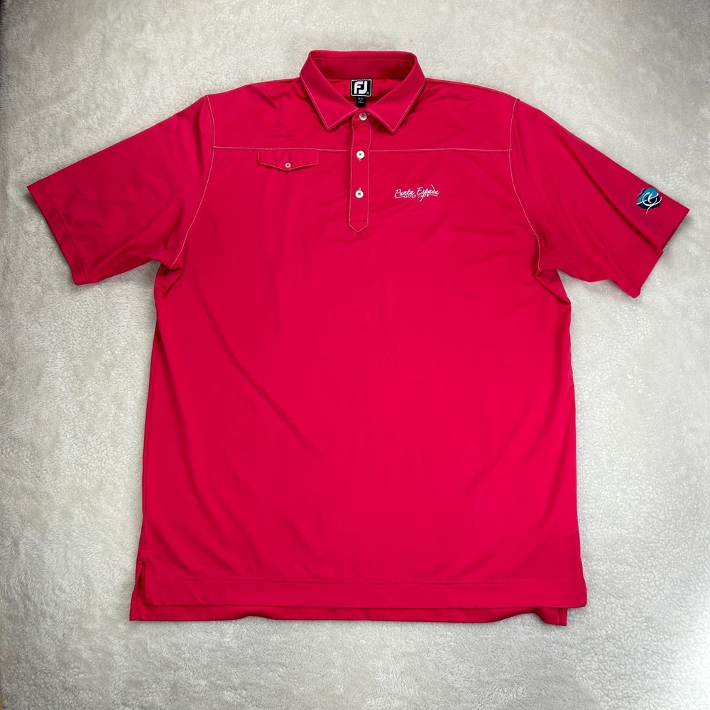 FootJoy Punta Espada Golf Club Polo Shirt Mens 2XL Red Stretch Athletic Fit